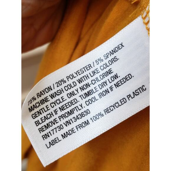 a.n.d Knee Length Dress Womens Small Yellow Long Sleeve V Neck Belted Open Front - Picture 6 of 13